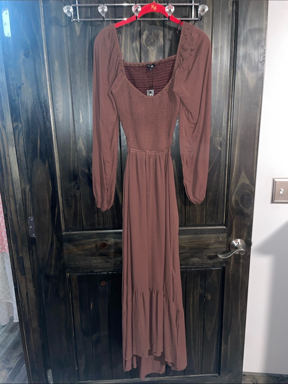 Papermoon Chocolate Brown Smocked Maxi Dress